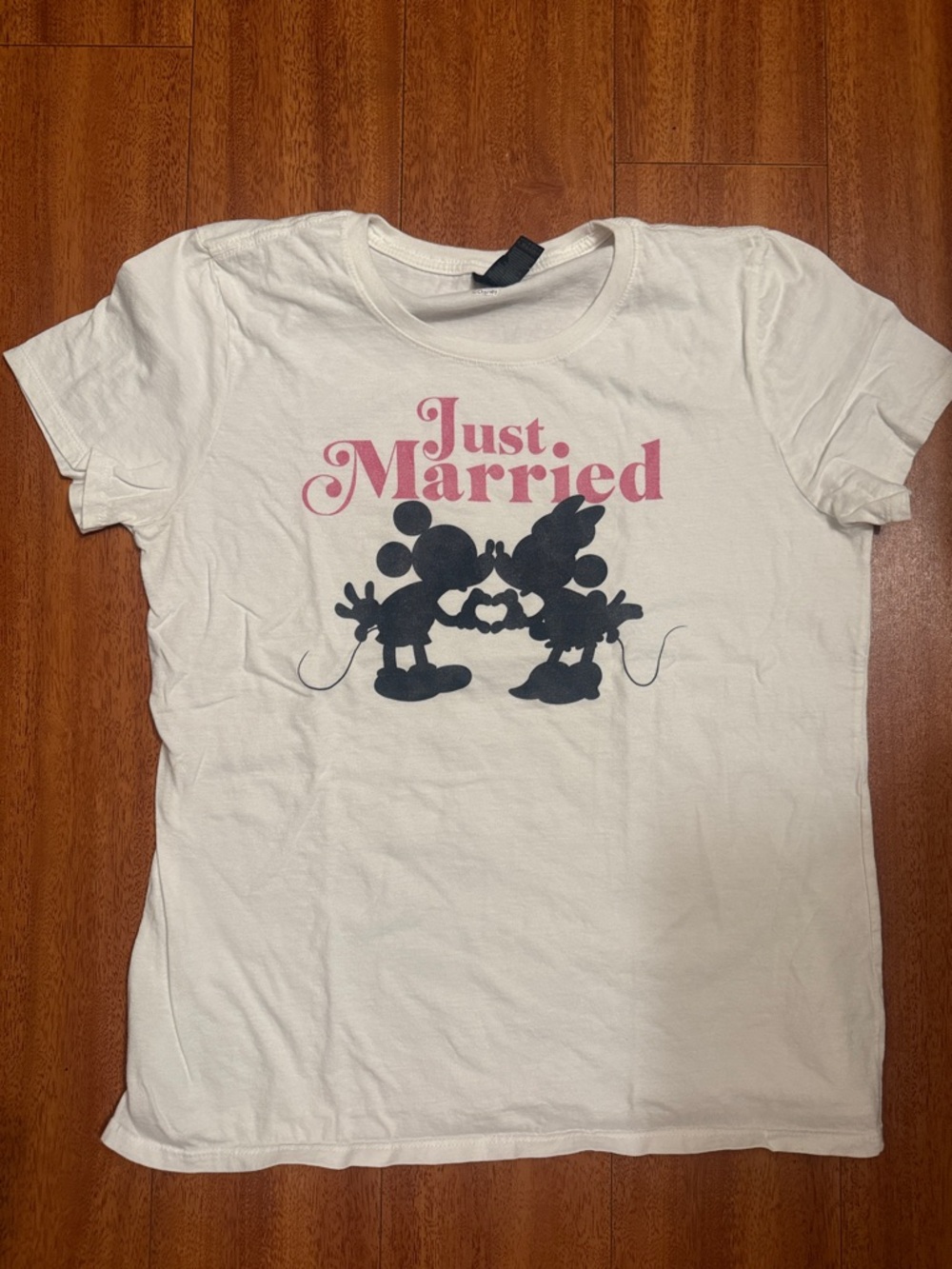 Just Married Disney White Tee with Pink Print